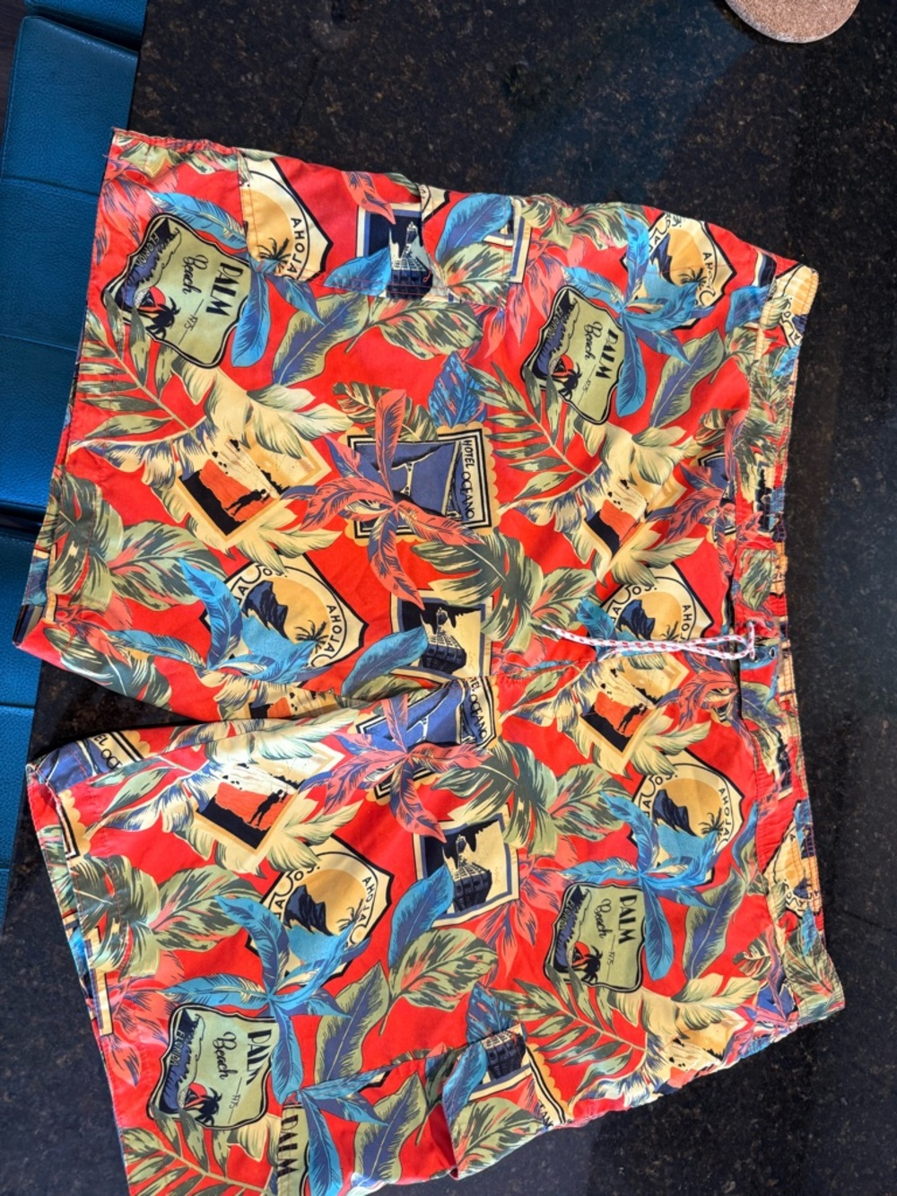 The Foundry Supply Co. Men's Orange Tropical Print Swim Shorts